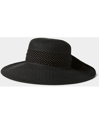Nine West Rolled Brim Straw Hat - Black