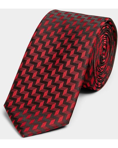 HUGO Geo Illusion Narrow Tie - Red