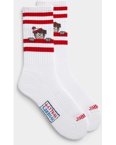 Jimmy Lion Where's Waldo Sock - White