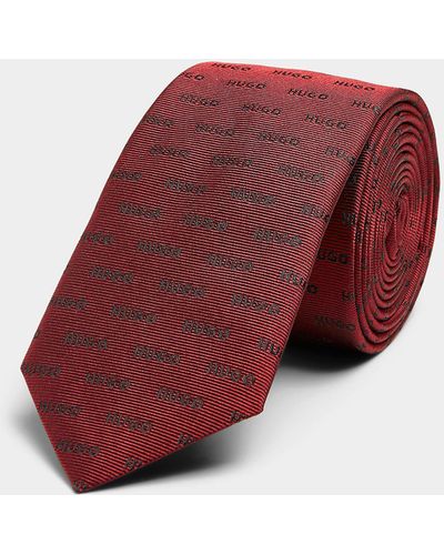 HUGO Repeat Logo Tie - Red