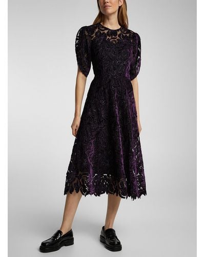 Erdem Floral Velvet Lace Dress - Black