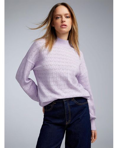 ONLY Pointelle Knit Mock - Purple