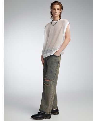 The Ragged Priest Drifter Distressed Skate Jean Relaxed Fit - White