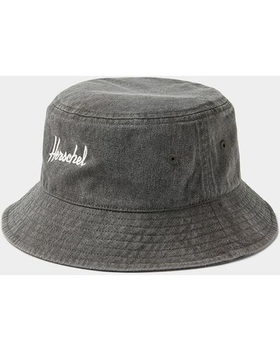 Herschel Supply Co. Pure Washed Cotton Logo Bucket Hat - Grey