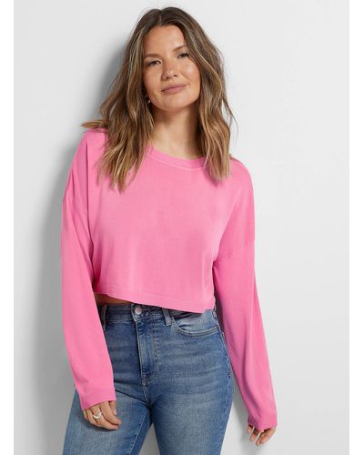 Contemporaine Sheer Cropped Sweater - Pink