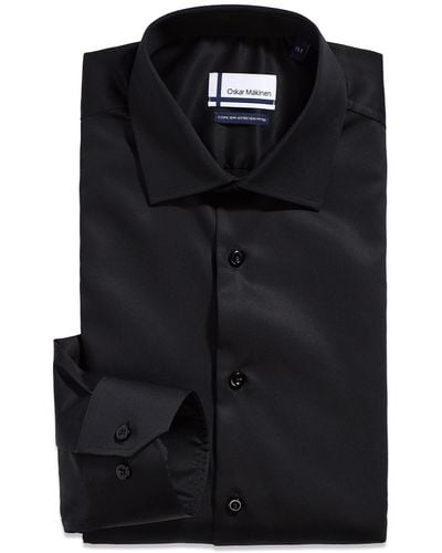 Oskar Mäkinen Cotton Sateen Shirt Modern Fit - Black
