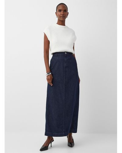 Theory Dark Denim Maxi Skirt - Blue