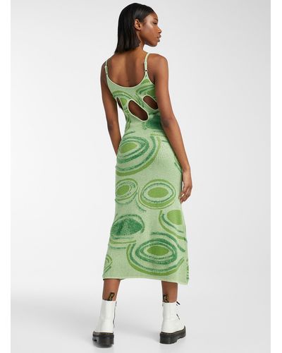 House Of Sunny Hockney Geometric Lilypad Knit Dress - Green