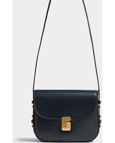 Soeur Bellissima Leather Mini Saddle Bag - Blue