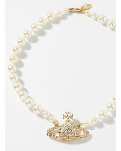 Vivienne Westwood Crystals And Pearls Orb Choker - White