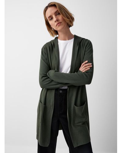 Contemporaine Long Hooded Cardigan - Green
