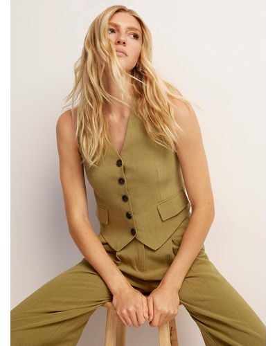 Vero Moda Touch Of Linen Flap Pockets Vest - Green