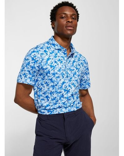 G/FORE Scull And Tee Camo Golf Polo - Blue