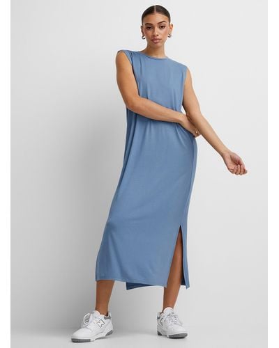 Icône Sleeveless Long Supple Dress - Blue