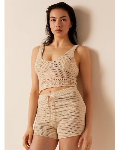 Rip Curl Cropped Crochet Tank - Natural