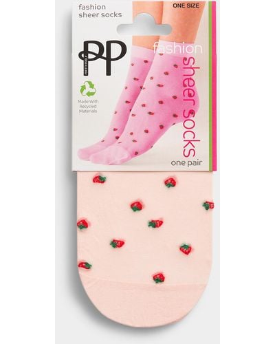 Pretty Polly Strawberry Sheer Ankle Sock - Pink