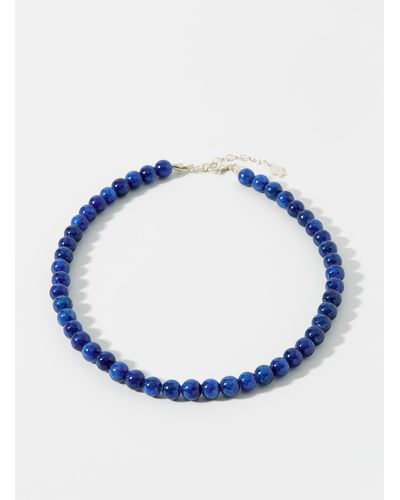 Clio Blue Navy Bead Necklace - Blue