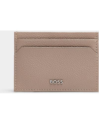 BOSS Taupe Money Clip Card Holder - Natural
