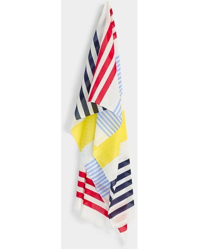 Fraas Primary Stripe Lightweight Scarf - White