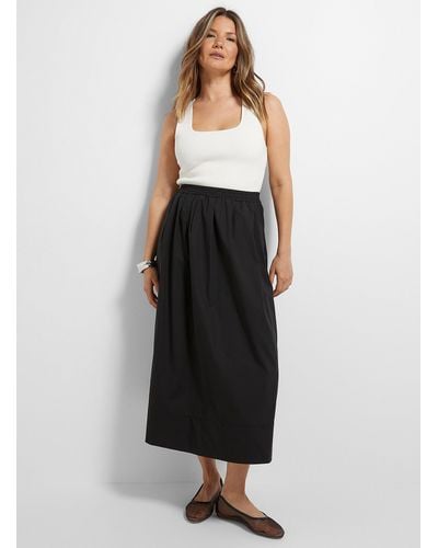 Contemporaine Pure Cotton Voluminous Poplin Skirt - Black