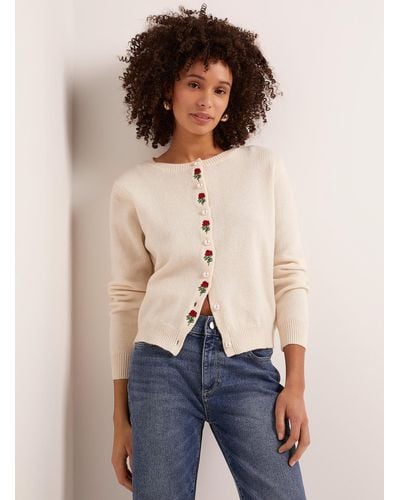 Contemporaine Roses And Pearls Cardigan - Natural