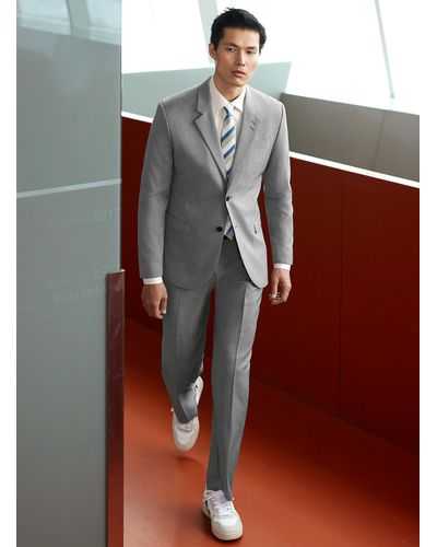 Le 31 Marzotto Chambray Wool Suit London Fit - Gray