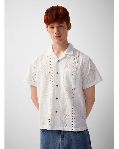 Obey Sunday Broderie Anglaise Camp Shirt - White