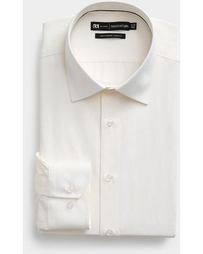 Le 31 Geometric Jacquard Shirt Modern Fit Innovation Collection - White