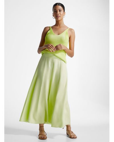 FRNCH Cleya Lime Touch Of Linen Skirt - Green