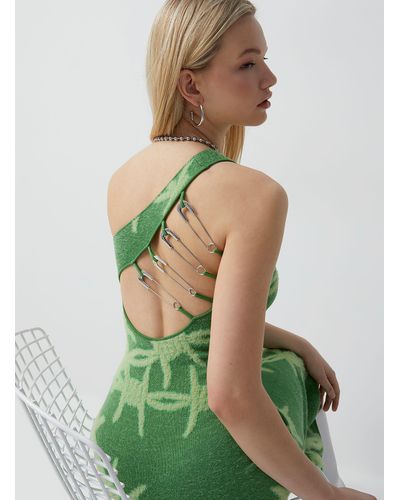 House Of Sunny Pins And Barbed Strap Dress - Green