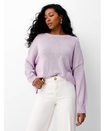 TheKorner Terry Effect Lilac Loose Sweater - Purple