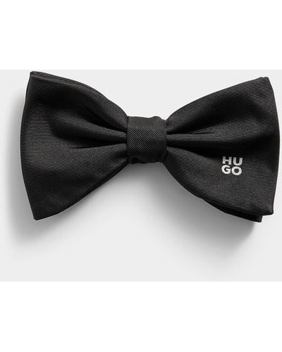 HUGO Silver Logo Bow Tie - Black