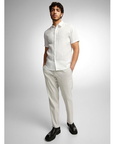 Theory Curtis Stretch Linen Tapered Pant - White