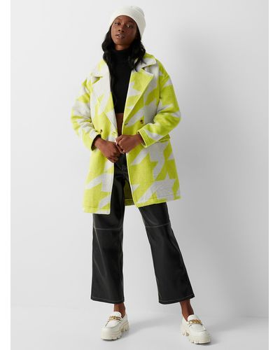 ONLY Neon Houndstooth Coat - Green