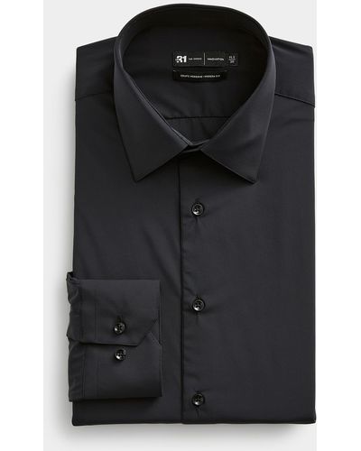 Le 31 Solid Stretch Shirt Modern Fit Innovation Collection - Black