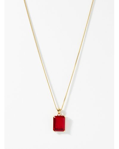 Ernest W. Baker Red Glass Pendant Necklace - White