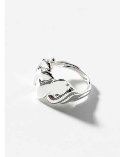 Pilgrim Twisted Sculptural Adjustable Ring - White