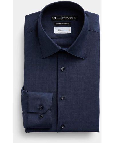Le 31 Pure Merino Wool Shirt Modern Fit Innovation Collection - Blue
