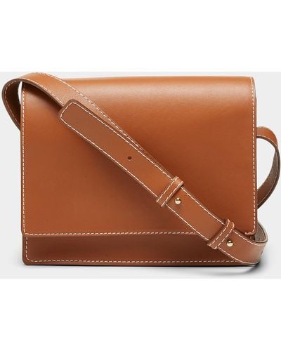 Flattered Bianca Leather Flap Bag - Brown