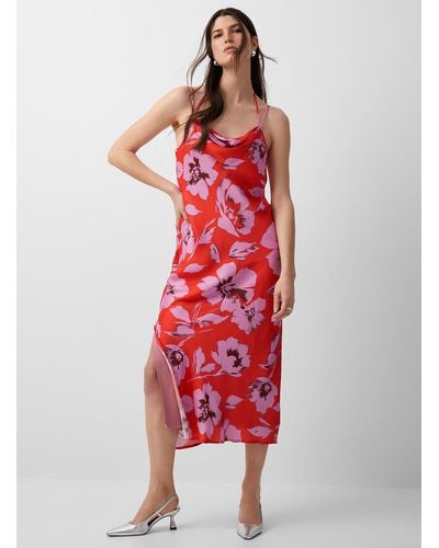Iris Setlakwe Floral Passion Satiny Slip Dress - Red