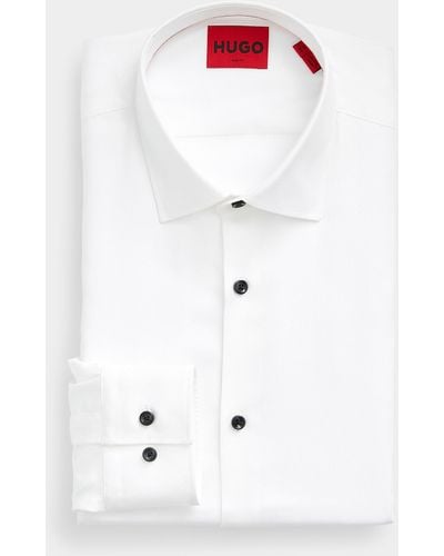HUGO Contrast Button Fluid Twill Shirt Semi - White