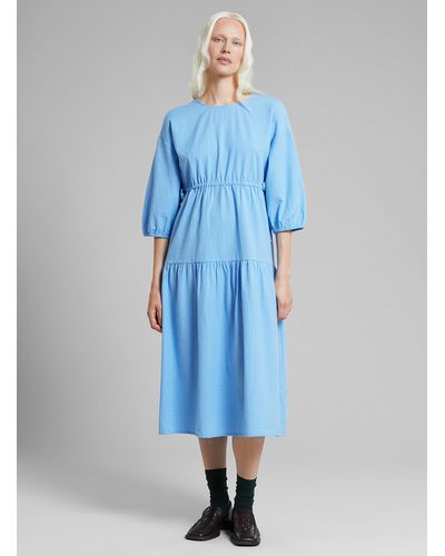 Dedicated Fejan's Tiered Seersucker Dress - Blue