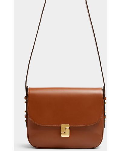 Soeur Bellissima Leather Saddle Bag - Brown