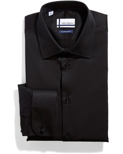 Oskar Mäkinen French Cuff Sateen Shirt Modern Fit - Black
