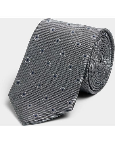 Le 31 Dotted Stripe Circle Tie - Gray