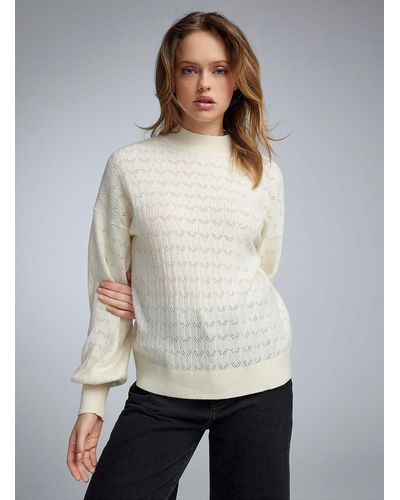 ONLY Pointelle Knit Mock - White
