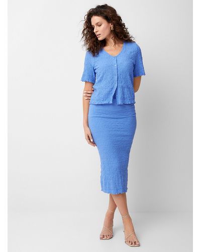 Saint Tropez Dorry Wrinkled Texture Midi Skirt - Blue