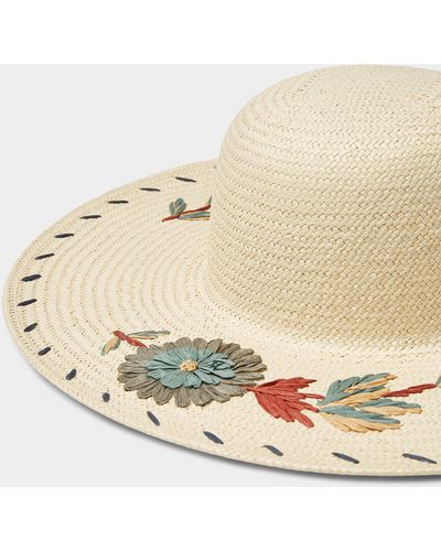 Ralph Lauren Floral Embroidery Straw Hat - Natural