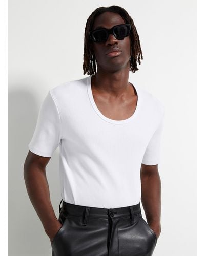 Le 31 Scoop Neck Ribbed T - White