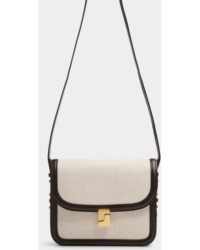 Soeur Bellissima Leather And Cotton Saddle Bag - White